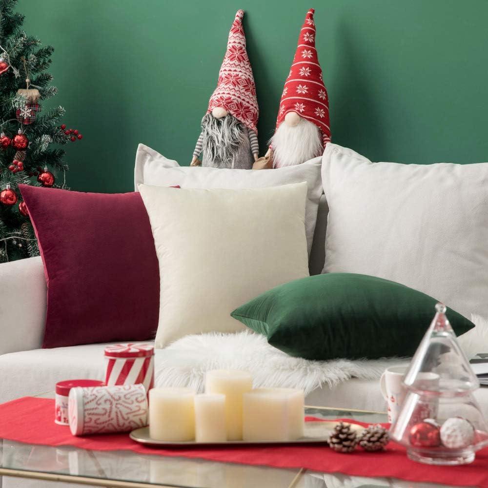 imageMIULEE Velvet Pillow Cover Soft Luxury Christmas Decorative Throw Pillow Cover Single Lumbar Rectangle Cushion Case Home Decor for Couch Sofa Bedroom12x20 Inch Wine RedCream White