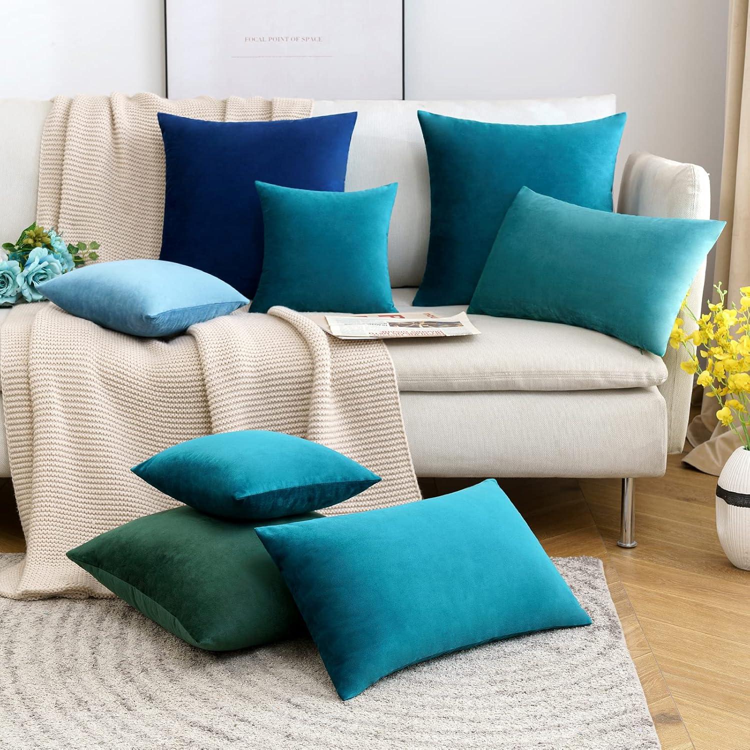 imageMIULEE Velvet Pillow Cover Soft Luxury Christmas Decorative Throw Pillow Cover Single Lumbar Rectangle Cushion Case Home Decor for Couch Sofa Bedroom12x20 Inch Wine RedTeal