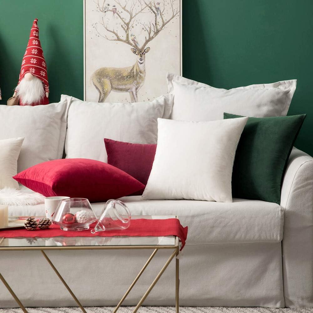 imageMIULEE Velvet Pillow Cover Soft Luxury Christmas Decorative Throw Pillow Cover Single Lumbar Rectangle Cushion Case Home Decor for Couch Sofa Bedroom12x20 Inch Wine RedPure White