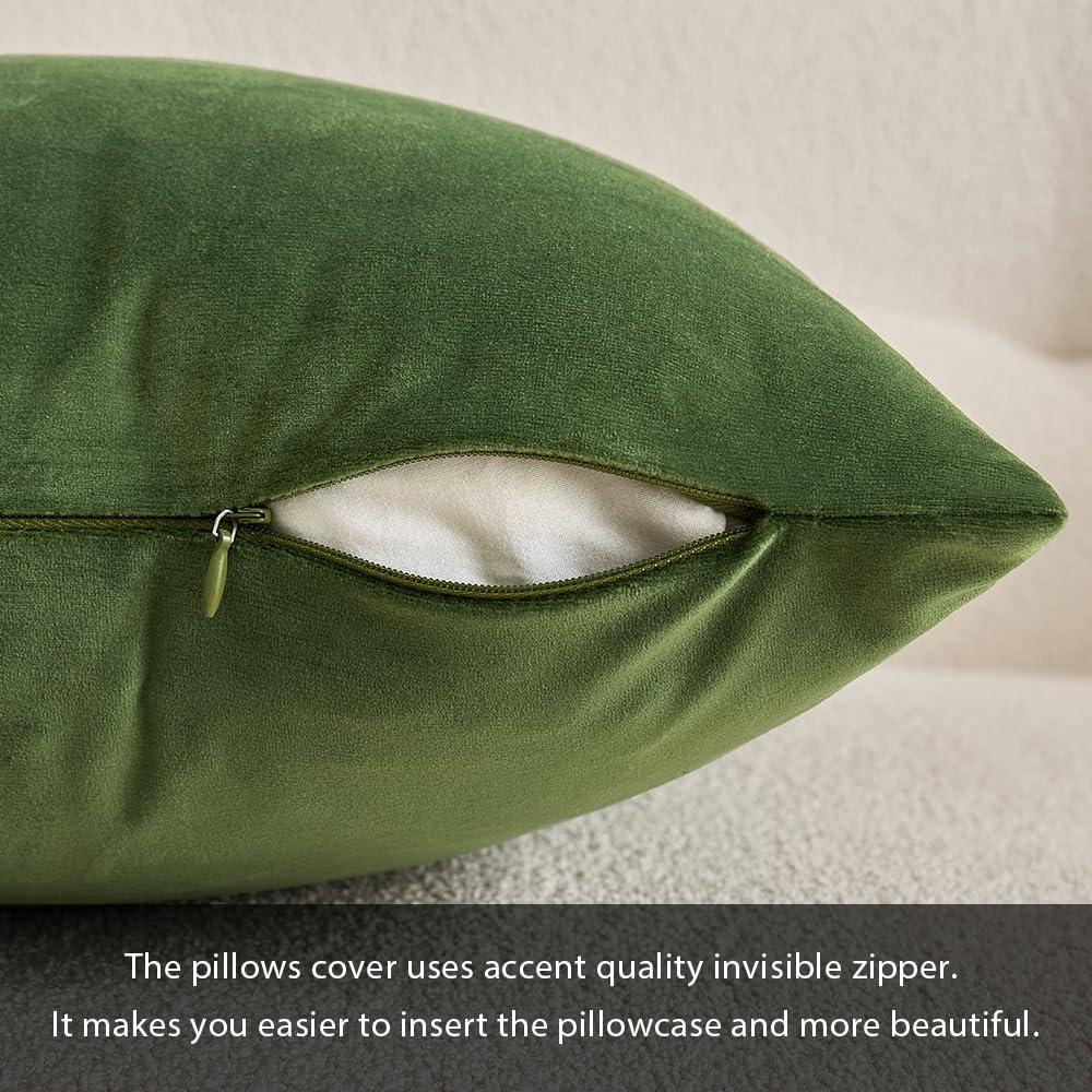 imageMIULEE Velvet Pillow Cover Soft Luxury Christmas Decorative Throw Pillow Cover Single Lumbar Rectangle Cushion Case Home Decor for Couch Sofa Bedroom12x20 Inch Wine RedMoss Green
