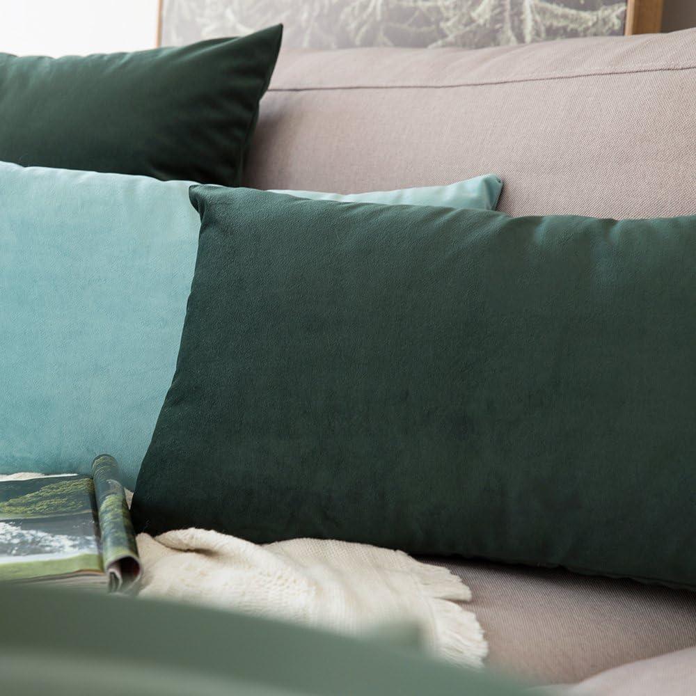 imageMIULEE Velvet Pillow Cover Soft Luxury Christmas Decorative Throw Pillow Cover Single Lumbar Rectangle Cushion Case Home Decor for Couch Sofa Bedroom12x20 Inch Wine RedAqua Green