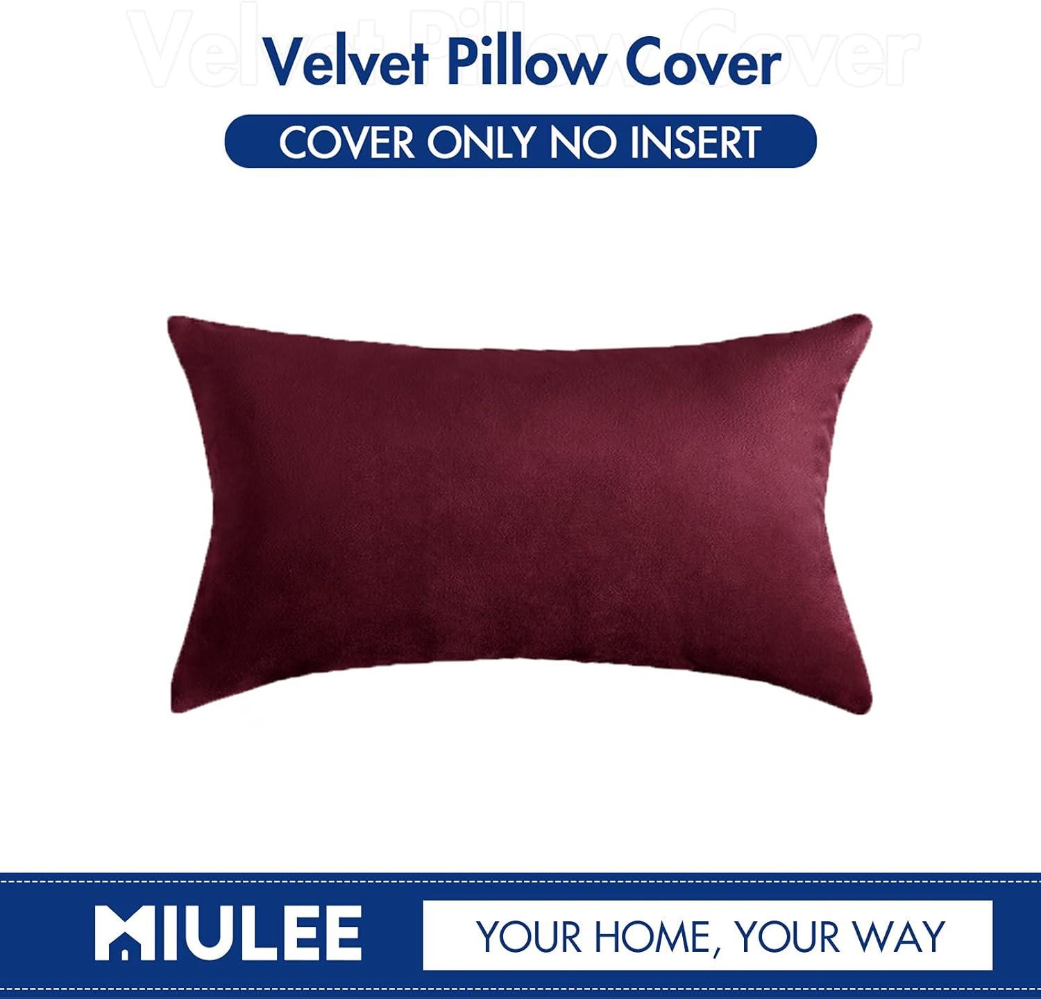imageMIULEE Velvet Pillow Cover Soft Luxury Christmas Decorative Throw Pillow Cover Single Lumbar Rectangle Cushion Case Home Decor for Couch Sofa Bedroom12x20 Inch Wine RedWine Red