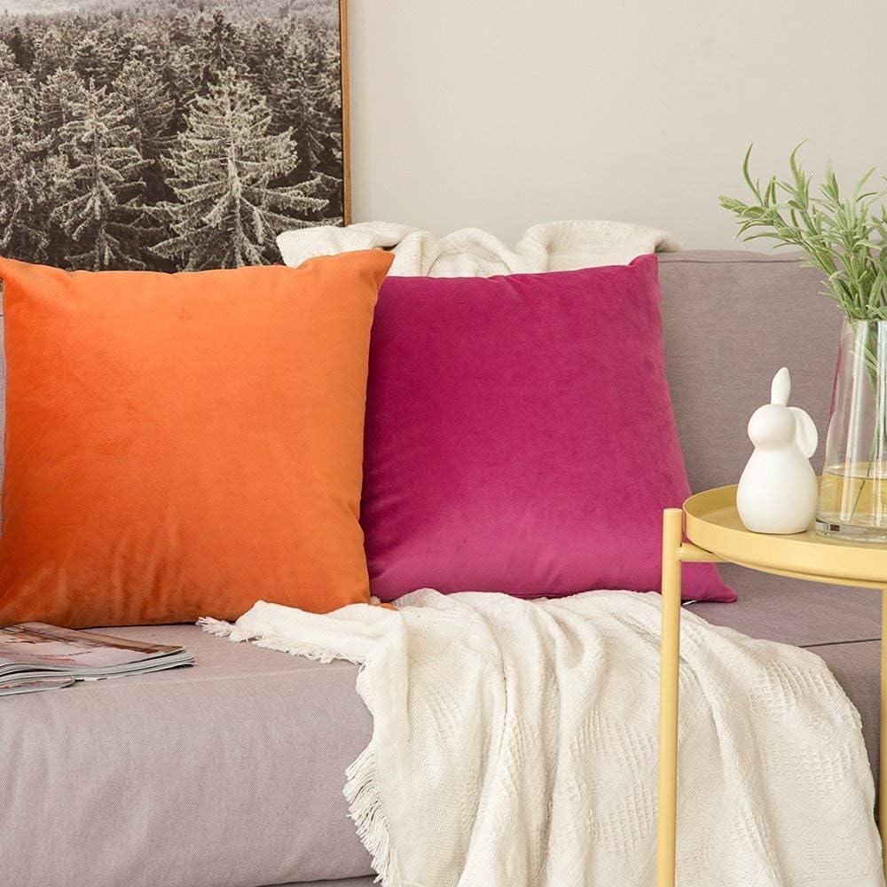 imageMIULEE Velvet Pillow Cover Soft Luxury Christmas Decorative Throw Pillow Cover Single Lumbar Rectangle Cushion Case Home Decor for Couch Sofa Bedroom12x20 Inch Wine RedOrange