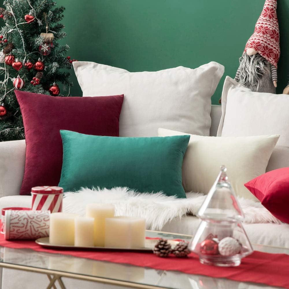 imageMIULEE Velvet Pillow Cover Soft Luxury Christmas Decorative Throw Pillow Cover Single Lumbar Rectangle Cushion Case Home Decor for Couch Sofa Bedroom12x20 Inch Wine RedWine Red
