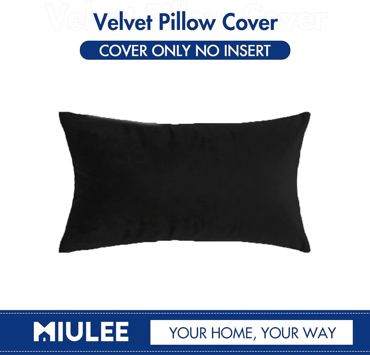 imageMIULEE Velvet Pillow Cover Soft Luxury Christmas Decorative Throw Pillow Cover Single Lumbar Rectangle Cushion Case Home Decor for Couch Sofa Bedroom12x20 Inch Wine RedBlack