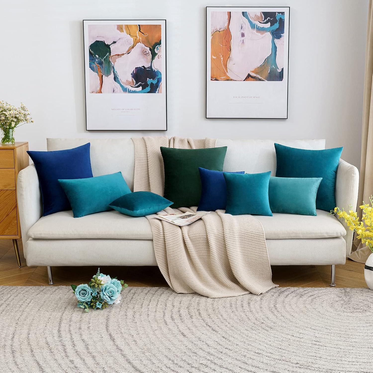 imageMIULEE Velvet Pillow Cover Soft Luxury Christmas Decorative Throw Pillow Cover Single Lumbar Rectangle Cushion Case Home Decor for Couch Sofa Bedroom12x20 Inch Wine RedTeal