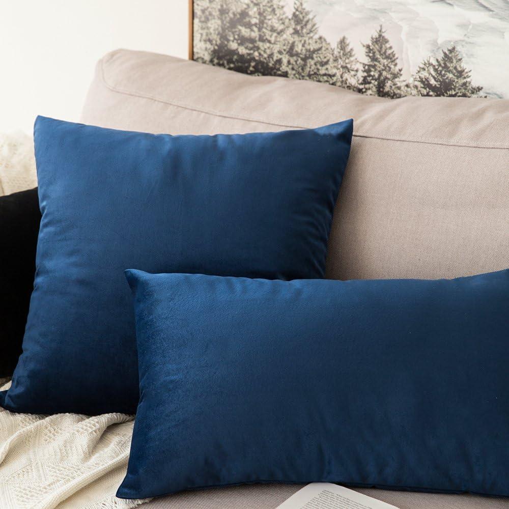 imageMIULEE Velvet Pillow Cover Soft Luxury Christmas Decorative Throw Pillow Cover Single Lumbar Rectangle Cushion Case Home Decor for Couch Sofa Bedroom12x20 Inch Wine RedDark Blue
