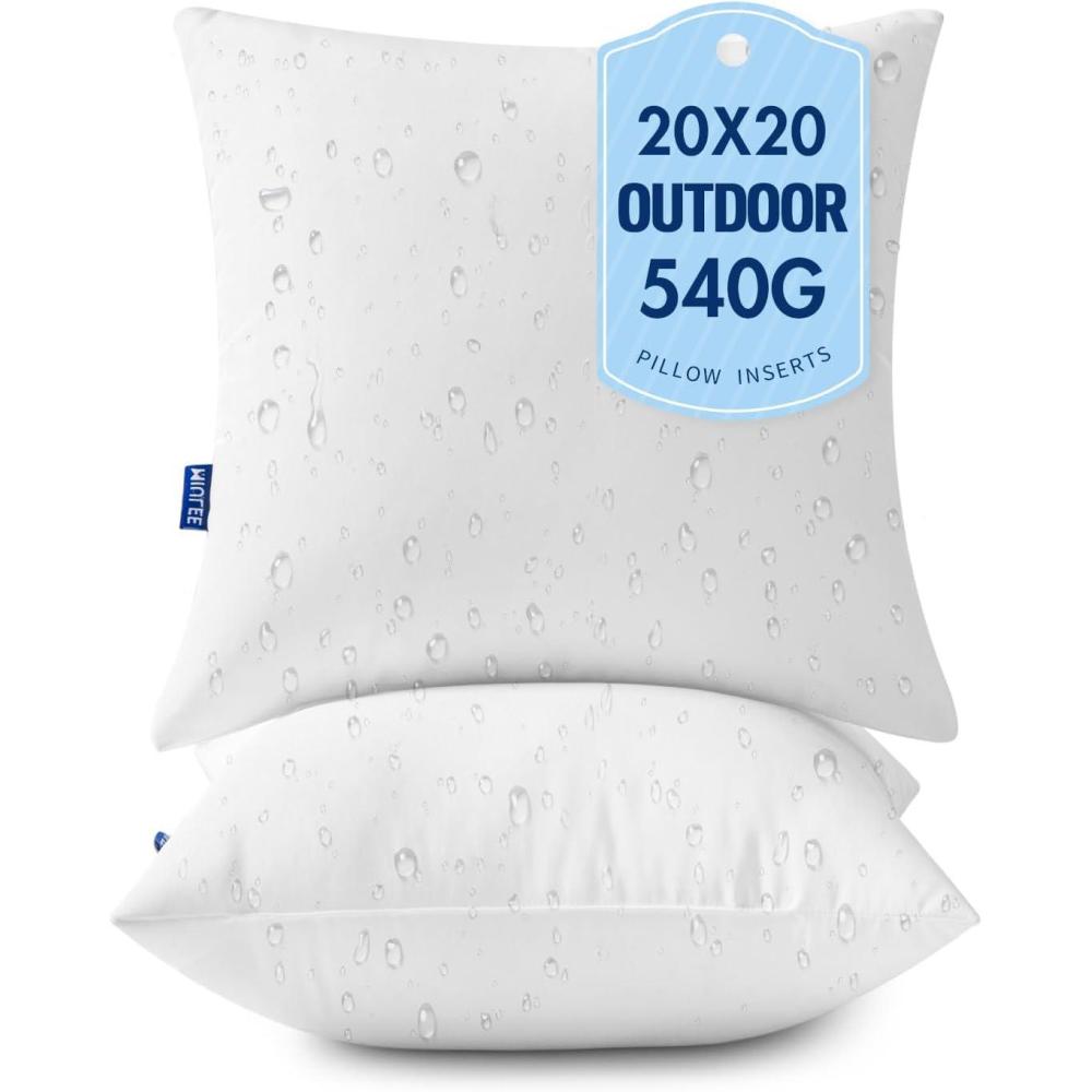 imageMIULEE 12x20 Outdoor PillowsSet of 2 Throw Pillows WaterproofSoft Support Throw Inserts Decorative Water Resistant for Patio Furniture and Garden20x20 Inch Pack of 2