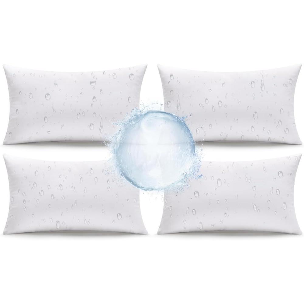 imageMIULEE 20x20 Outdoor PillowsSet of 4 Throw Pillows WaterproofSoft Support Throw Inserts Decorative Water Resistant for Patio Furniture and Garden12x20 Inch Pack of 4