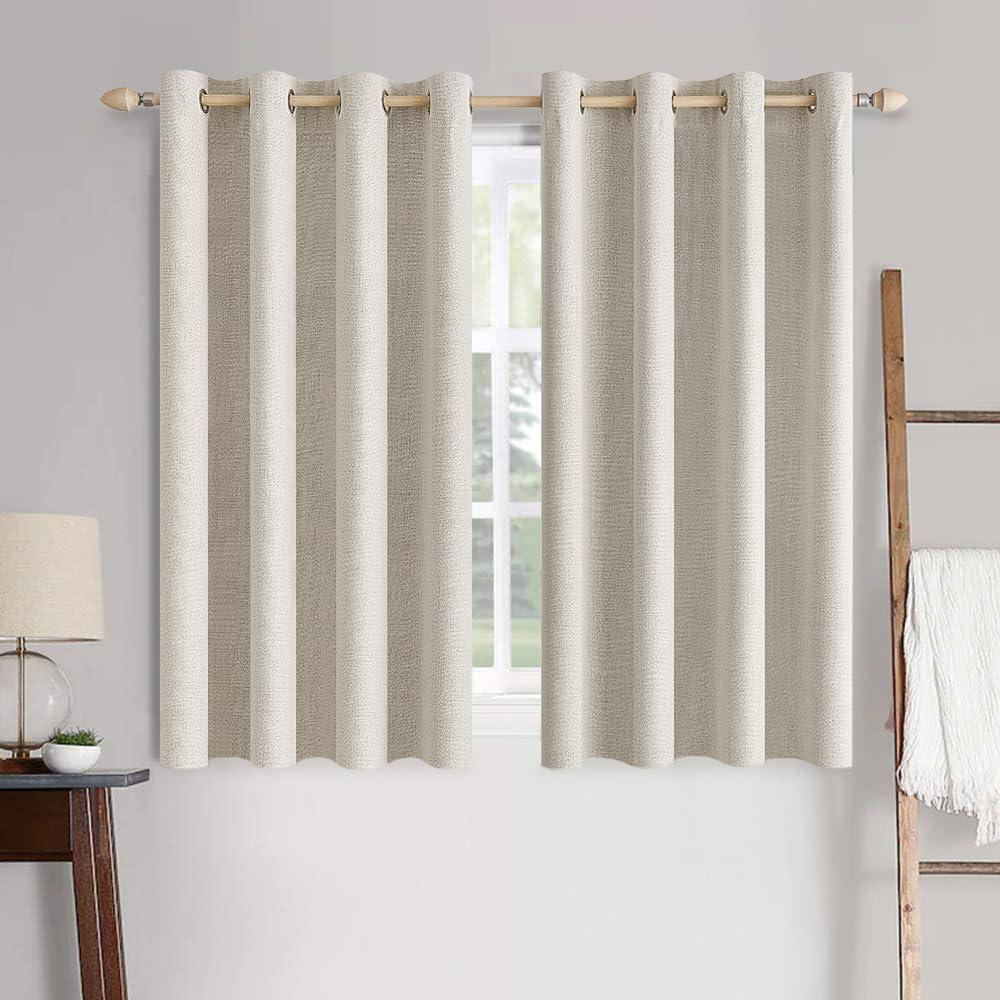 imageMIULEE 90 Inches Linen Textured Curtains for Bedroom 100 Blackout Thermal Insulated Natural Beige Grommet Room Darkening Curtains ampamp Drapes Luxury Decor for Living Room Nursery 52 x 90 Inch 2 PanelsBirch