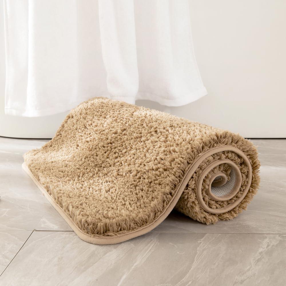imageMIULEE Burnt Orange Extra Thick Non Slip Bathroom Rug Fall Shaggy Soft Bath Mat Plush Microfiber Absorbent Water for Shower Tub Machine Washable 16x24 InchesCamel