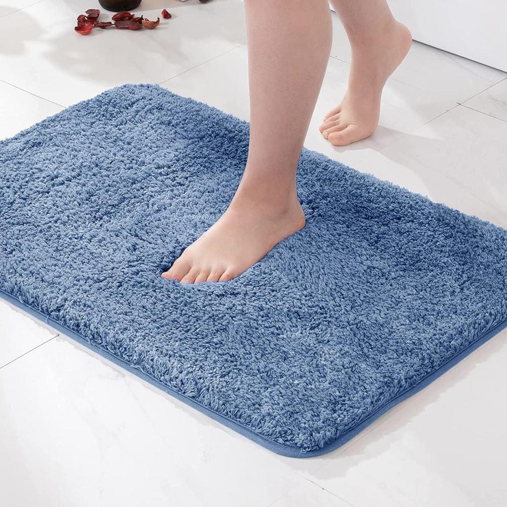 imageMIULEE Burnt Orange Extra Thick Non Slip Bathroom Rug Fall Shaggy Soft Bath Mat Plush Microfiber Absorbent Water for Shower Tub Machine Washable 16x24 InchesBlue