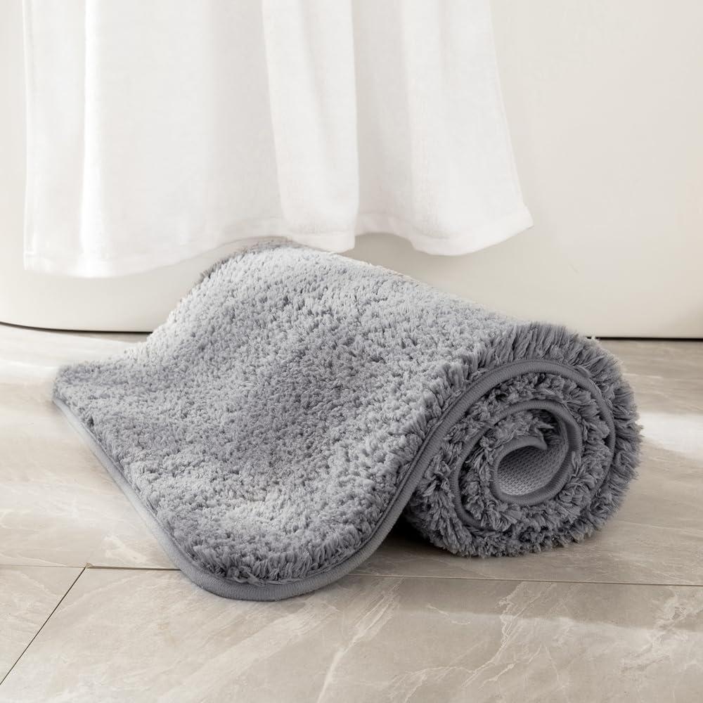 imageMIULEE Burnt Orange Extra Thick Non Slip Bathroom Rug Fall Shaggy Soft Bath Mat Plush Microfiber Absorbent Water for Shower Tub Machine Washable 16x24 InchesGrey