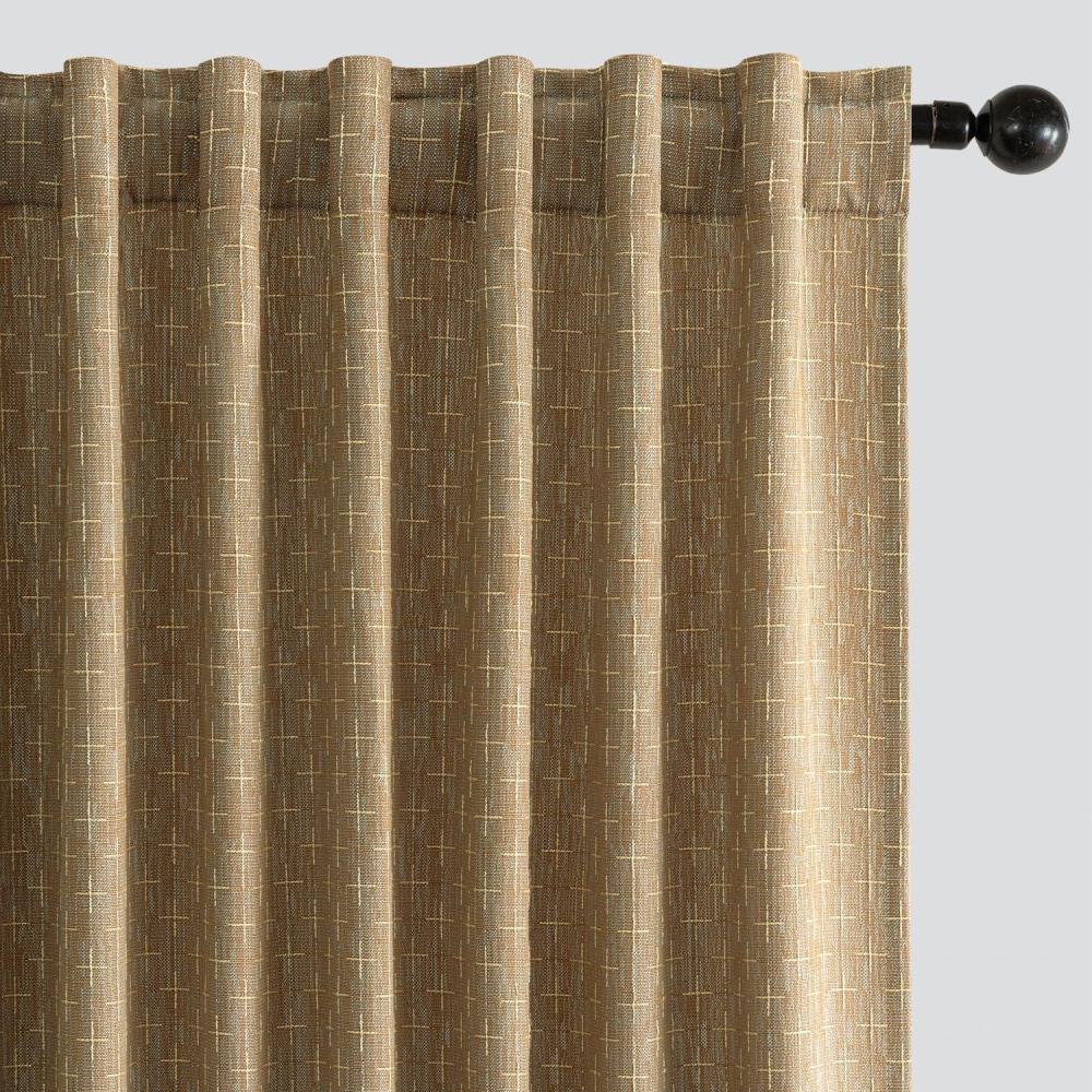 imageMIULEE Decorative Back Tab Linen Curtains with Geometric Pattern for Living Room Bedroom Farmhouse Rustic Thick Woven Textured Patterned Mudcloth Drapes 84 Inches Long 2 Panels Set Olive GreenKhaki