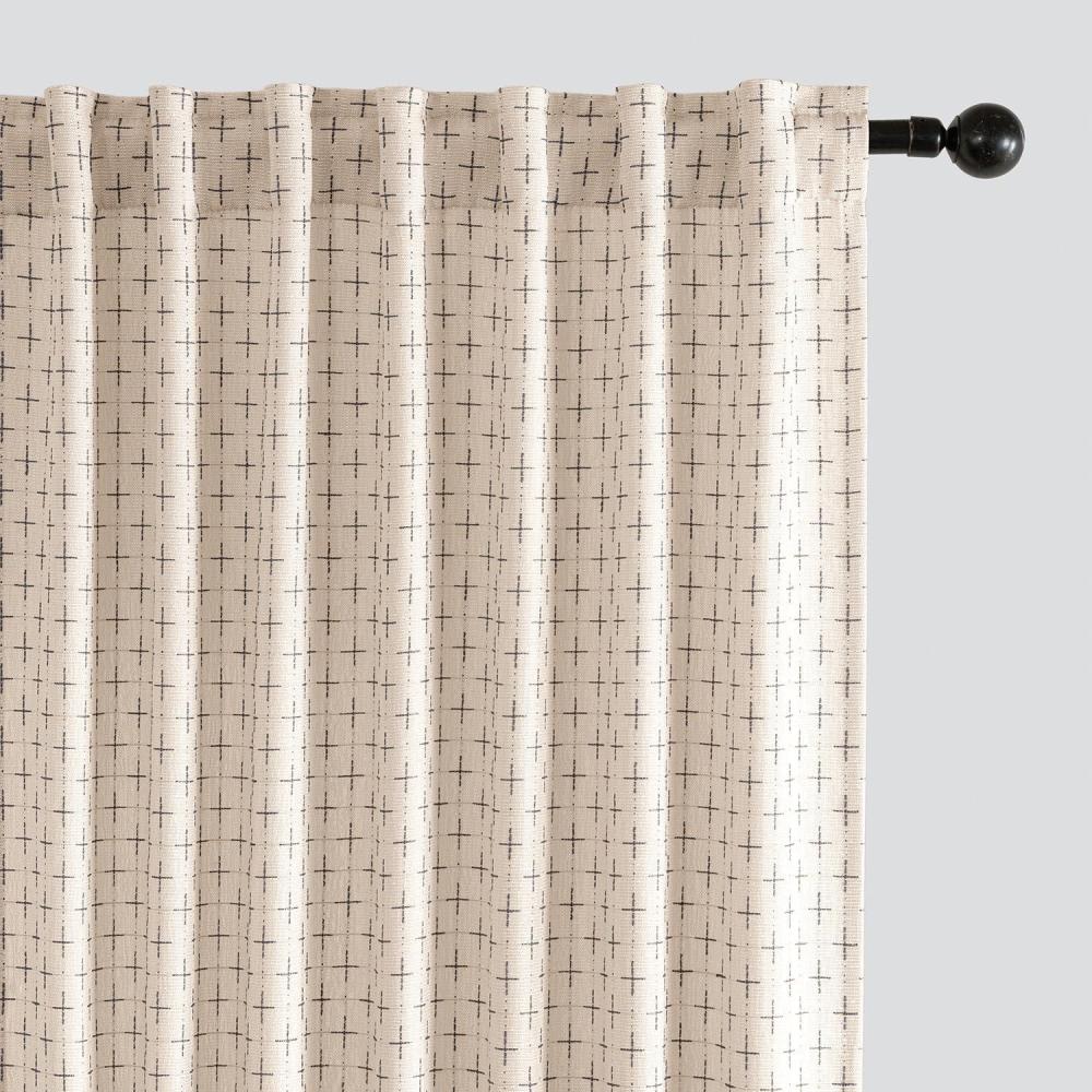imageMIULEE Decorative Back Tab Linen Curtains with Geometric Pattern for Living Room Bedroom Farmhouse Rustic Thick Woven Textured Patterned Mudcloth Drapes 84 Inches Long 2 Panels Set Olive GreenBeige