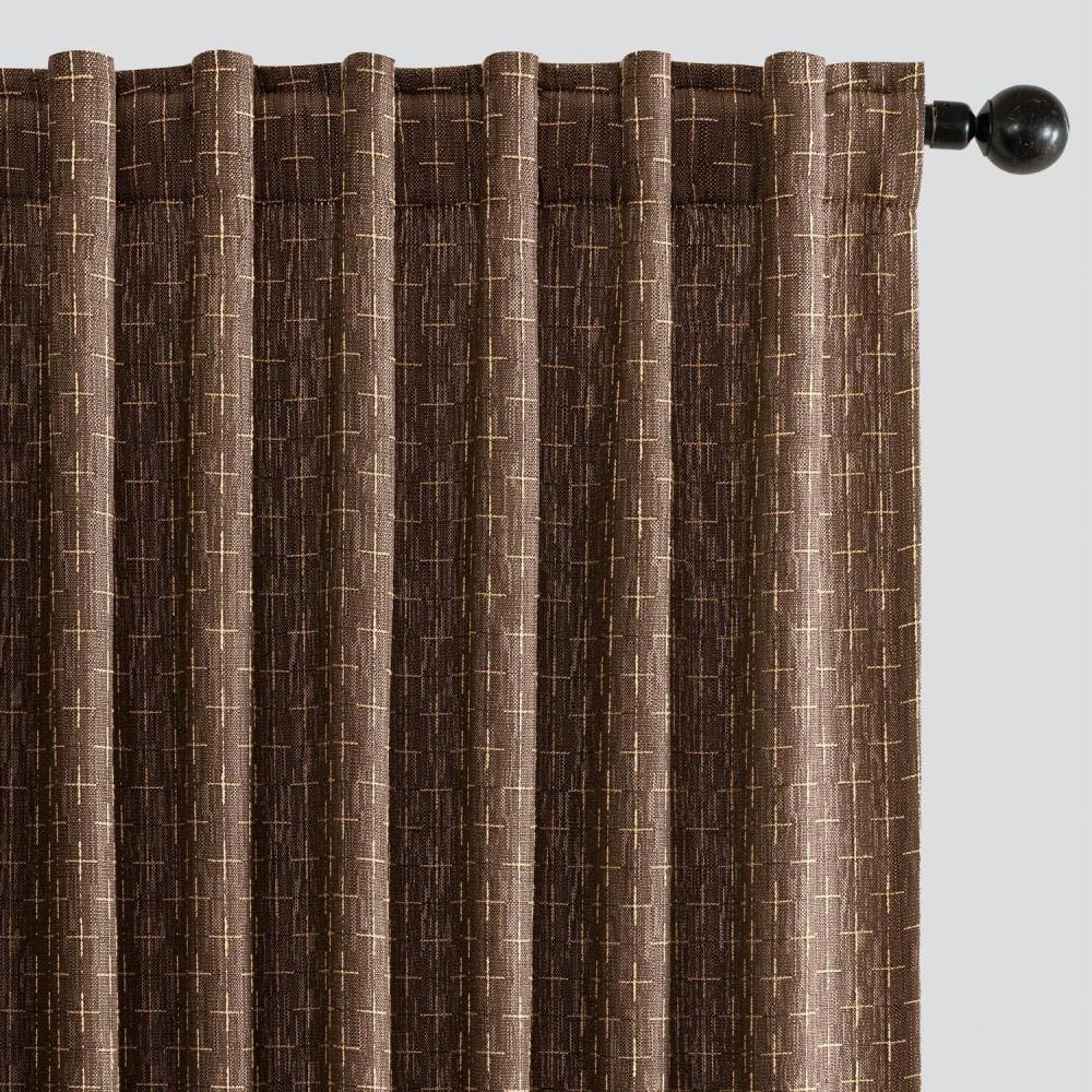 imageMIULEE Decorative Back Tab Linen Curtains with Geometric Pattern for Living Room Bedroom Farmhouse Rustic Thick Woven Textured Patterned Mudcloth Drapes 84 Inches Long 2 Panels Set Olive GreenDark Coffee