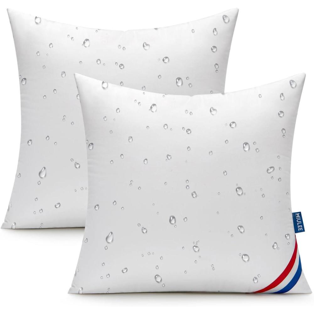 imageMIULEE Outdoor Pillows Pack of 2 12x20 Inch Outdoor Pillow Inserts Waterproof Decorative Throw Pillow Inserts Rectangle Water Resistant Pillow for Garden Couch Furniture20x20 Inch Pack of 2