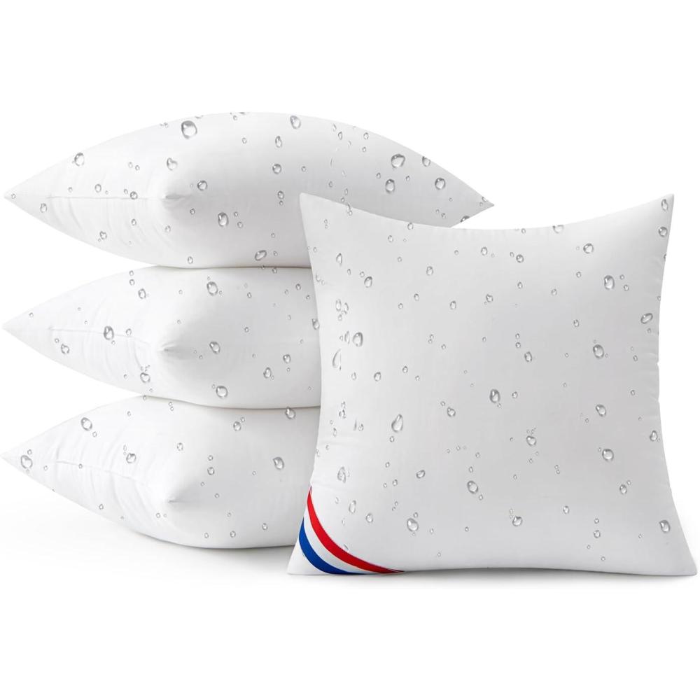 imageMIULEE Outdoor Pillows Pack of 4 18x18 Inch Outdoor Pillow Inserts Waterproof Decorative Throw Pillow Inserts Square Water Resistant Pillow for Garden Couch Furniture20x20 Inch Pack of 4
