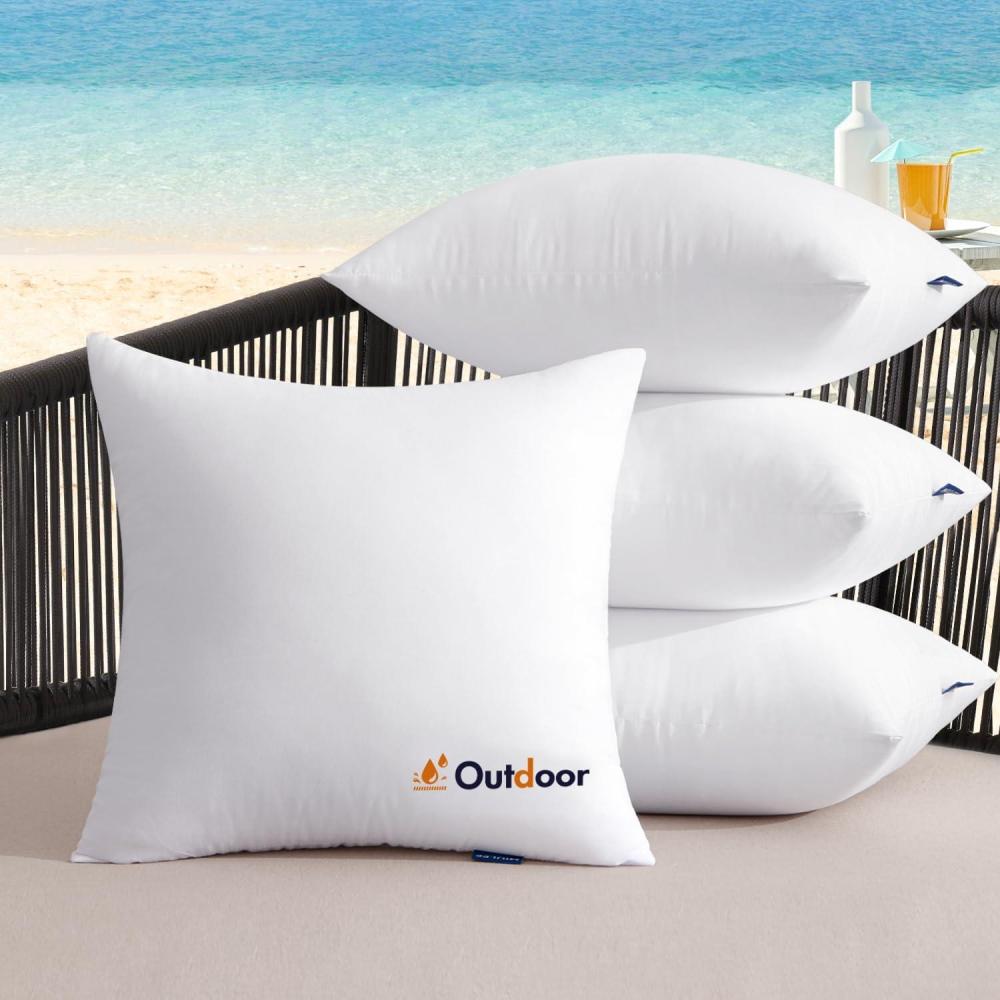 imageMIULEE Outdoor Pillows Set of 4 18x18 Waterproof Throw Pillow Inserts Decorative Water Resistant Pillow Cushion for Patio and Garden18x18 Inch Pack of 4