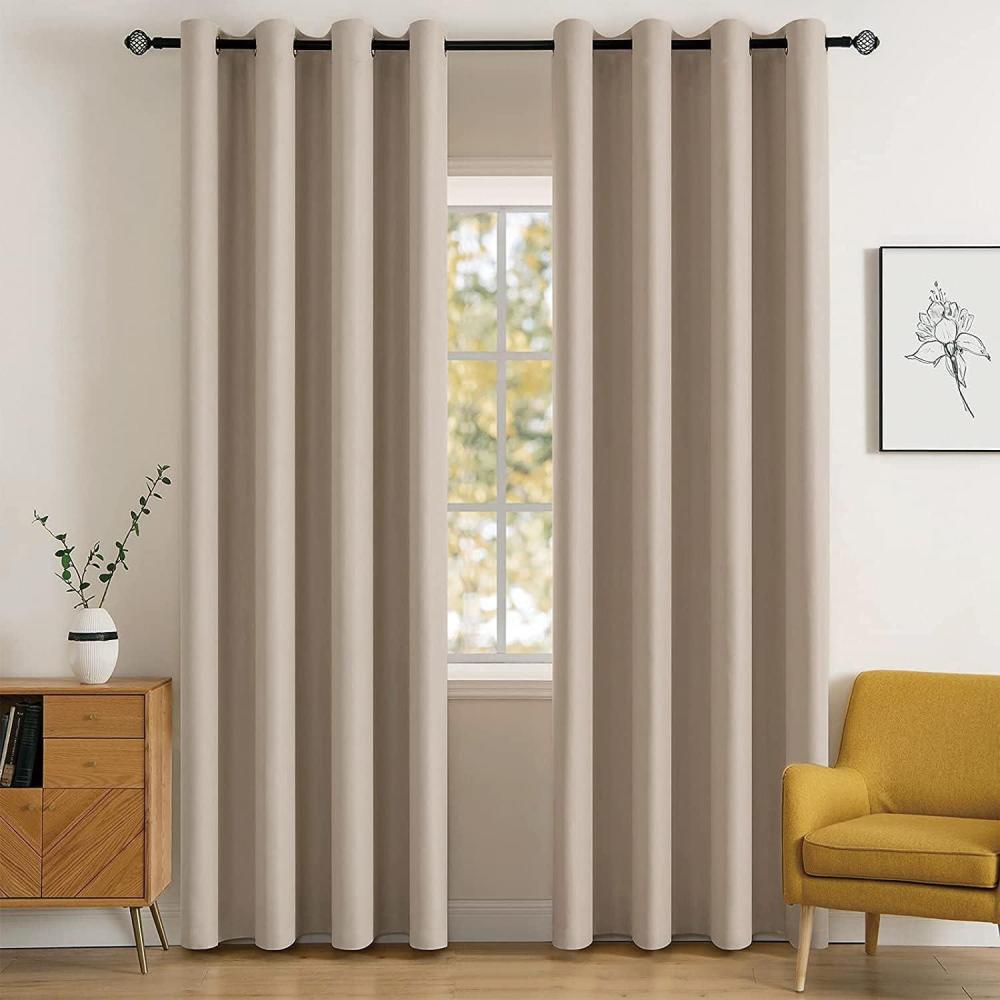 imageMIULEE Room Darkening Curtains Thermal Insulated Black Out Drapes Solid Window Treatment Grommet Light Blocking Blackout Curtain for Living Room Bedroom 2 Panels Set 52 x 54 inch Length Olive GreenTaupe
