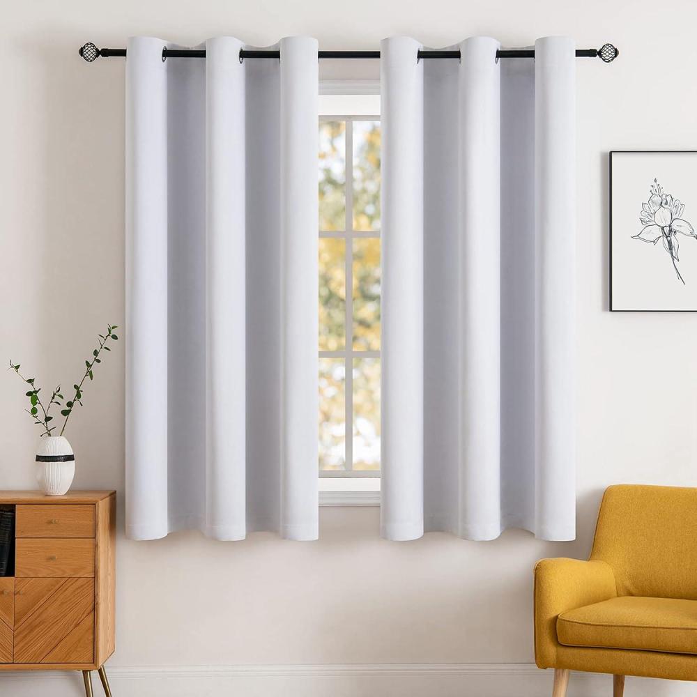 imageMIULEE Room Darkening Curtains Thermal Insulated Black Out Drapes Solid Window Treatment Grommet Light Blocking Blackout Curtain for Living Room Bedroom 2 Panels Set 52 x 54 inch Length Olive GreenGreyish White