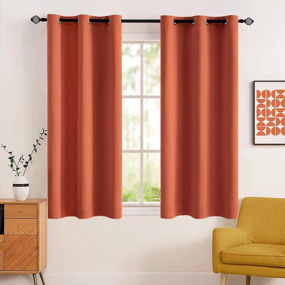 imageMIULEE Room Darkening Curtains Thermal Insulated Black Out Drapes Solid Window Treatment Grommet Light Blocking Blackout Curtain for Living Room Bedroom 2 Panels Set 52 x 54 inch Length Olive GreenBurnt Orange