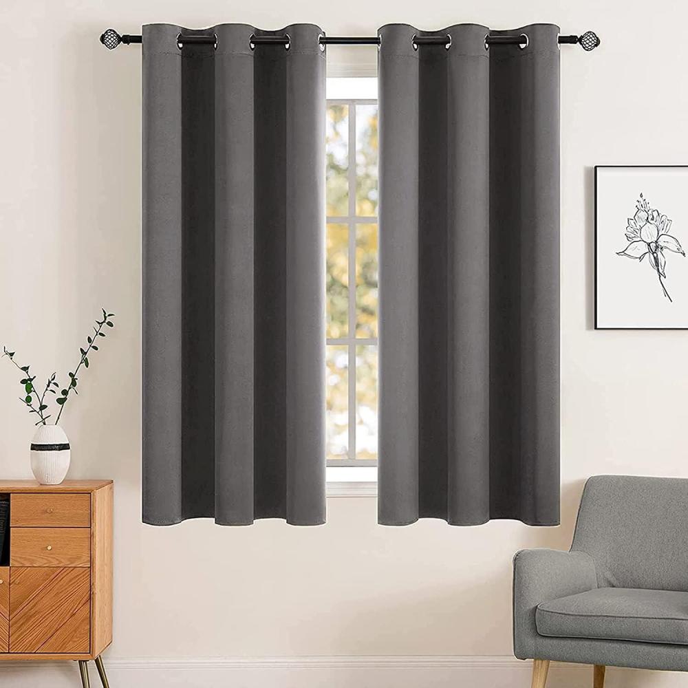 imageMIULEE Room Darkening Curtains Thermal Insulated Black Out Drapes Solid Window Treatment Grommet Light Blocking Blackout Curtain for Living Room Bedroom 2 Panels Set 52 x 54 inch Length Olive GreenGrey