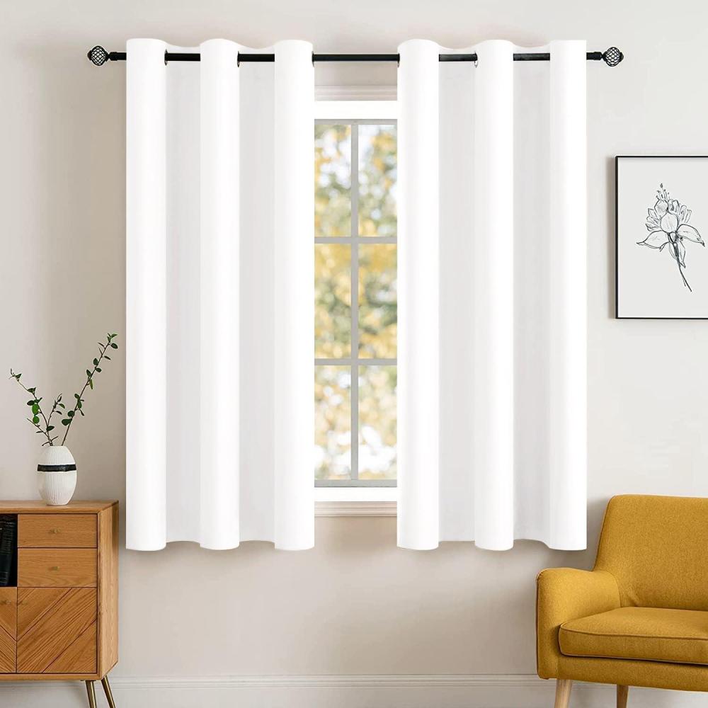 imageMIULEE Room Darkening Curtains Thermal Insulated Black Out Drapes Solid Window Treatment Grommet Light Blocking Blackout Curtain for Living Room Bedroom 2 Panels Set 52 x 54 inch Length Olive GreenPure White