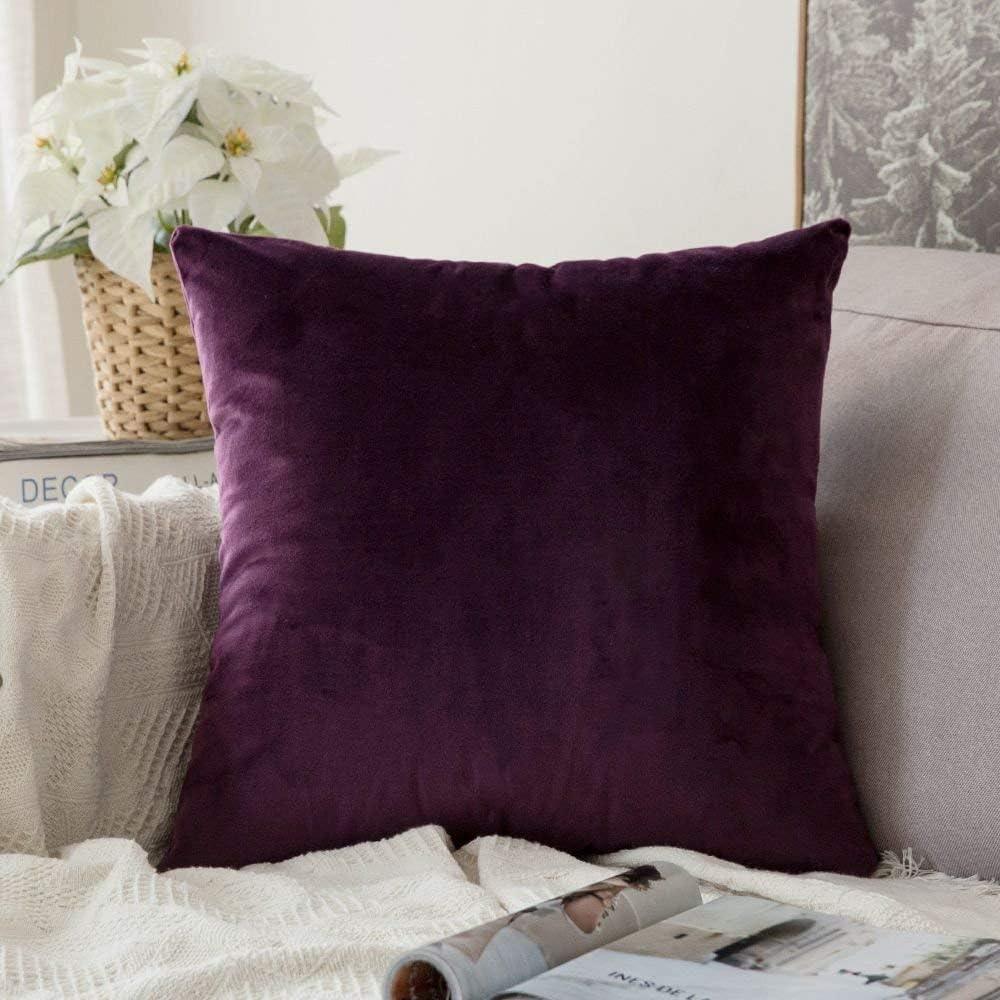 imageMIULEE Velvet Pillow Cover Soft Luxury Christmas Decorative Throw Pillow Cover Single Lumbar Rectangle Cushion Case Home Decor for Couch Sofa Bedroom12x20 Inch Wine RedEggplant Purple