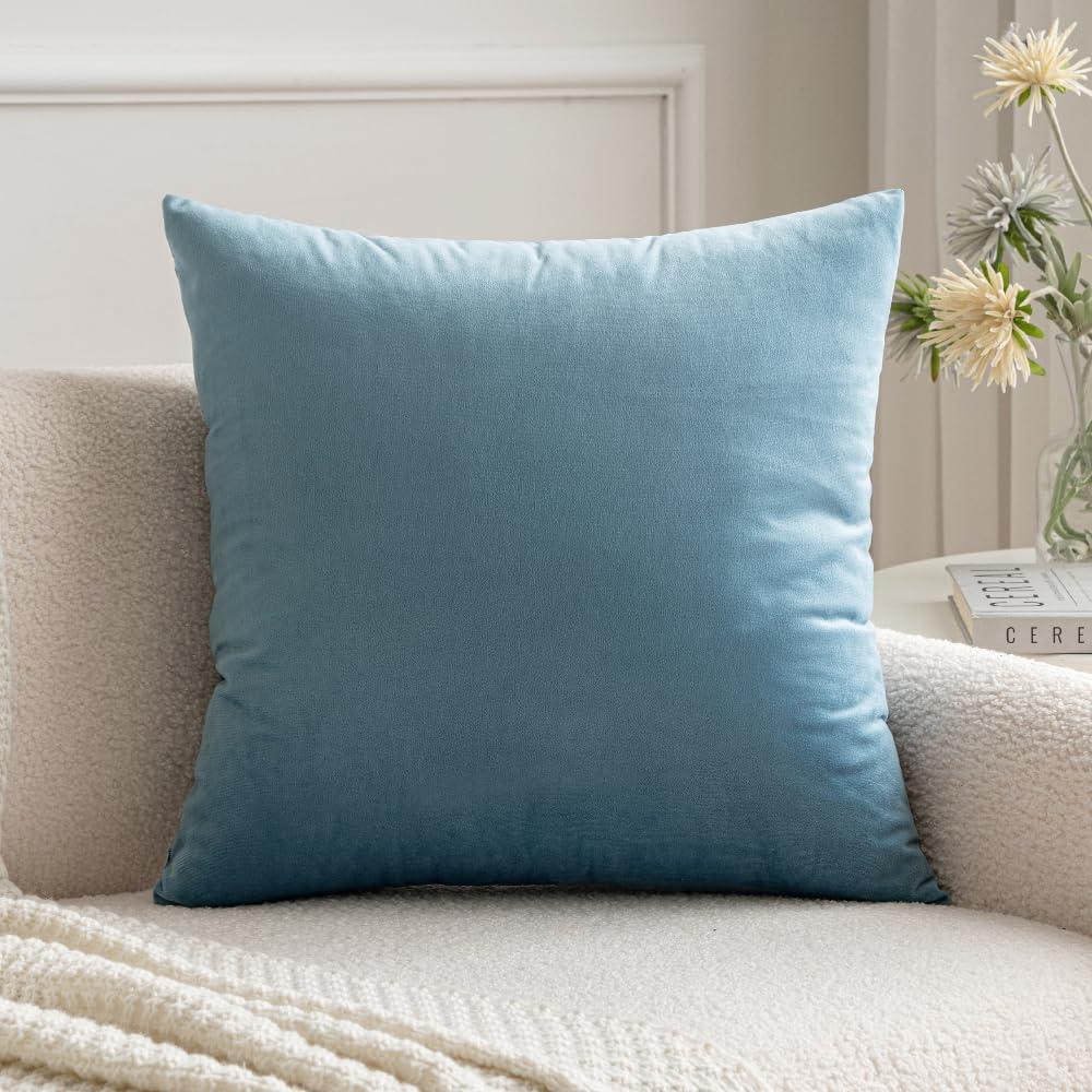 imageMIULEE Velvet Pillow Cover Soft Luxury Christmas Decorative Throw Pillow Cover Single Lumbar Rectangle Cushion Case Home Decor for Couch Sofa Bedroom12x20 Inch Wine RedLight Blue