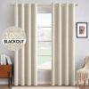 MIULEE 90 Inches Linen Textured Curtains for Bedroom 100% Blackout Thermal Insulated Natural Beige Grommet Room Darkening Curtains & Drapes Luxury Decor for Living Room Nursery 52 x 90 Inch (2 Panels)(Cream)