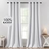 MIULEE 90 Inches Linen Textured Curtains for Bedroom 100% Blackout Thermal Insulated Natural Beige Grommet Room Darkening Curtains & Drapes Luxury Decor for Living Room Nursery 52 x 90 Inch (2 Panels)(Grayish White)