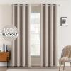 MIULEE 90 Inches Linen Textured Curtains for Bedroom 100% Blackout Thermal Insulated Natural Beige Grommet Room Darkening Curtains & Drapes Luxury Decor for Living Room Nursery 52 x 90 Inch (2 Panels)(Khaki)
