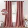 MIULEE 90 Inches Linen Textured Curtains for Bedroom 100% Blackout Thermal Insulated Natural Beige Grommet Room Darkening Curtains & Drapes Luxury Decor for Living Room Nursery 52 x 90 Inch (2 Panels)(Dusty Rose)