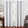 MIULEE 90 Inches Linen Textured Curtains for Bedroom 100% Blackout Thermal Insulated Natural Beige Grommet Room Darkening Curtains & Drapes Luxury Decor for Living Room Nursery 52 x 90 Inch (2 Panels)(Grayish White)