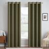 MIULEE 90 Inches Linen Textured Curtains for Bedroom 100% Blackout Thermal Insulated Natural Beige Grommet Room Darkening Curtains & Drapes Luxury Decor for Living Room Nursery 52 x 90 Inch (2 Panels)(Light Olive Green)