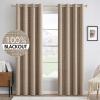 MIULEE 90 Inches Linen Textured Curtains for Bedroom 100% Blackout Thermal Insulated Natural Beige Grommet Room Darkening Curtains & Drapes Luxury Decor for Living Room Nursery 52 x 90 Inch (2 Panels)(Copper Brown)