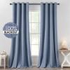 MIULEE 90 Inches Linen Textured Curtains for Bedroom 100% Blackout Thermal Insulated Natural Beige Grommet Room Darkening Curtains & Drapes Luxury Decor for Living Room Nursery 52 x 90 Inch (2 Panels)(Stone Blue)