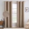 MIULEE 90 Inches Linen Textured Curtains for Bedroom 100% Blackout Thermal Insulated Natural Beige Grommet Room Darkening Curtains & Drapes Luxury Decor for Living Room Nursery 52 x 90 Inch (2 Panels)(Copper Brown)