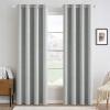 MIULEE 90 Inches Linen Textured Curtains for Bedroom 100% Blackout Thermal Insulated Natural Beige Grommet Room Darkening Curtains & Drapes Luxury Decor for Living Room Nursery 52 x 90 Inch (2 Panels)(Glacier Gray)