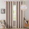 MIULEE 90 Inches Linen Textured Curtains for Bedroom 100% Blackout Thermal Insulated Natural Beige Grommet Room Darkening Curtains & Drapes Luxury Decor for Living Room Nursery 52 x 90 Inch (2 Panels)(Beige)
