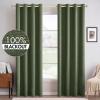 MIULEE 90 Inches Linen Textured Curtains for Bedroom 100% Blackout Thermal Insulated Natural Beige Grommet Room Darkening Curtains & Drapes Luxury Decor for Living Room Nursery 52 x 90 Inch (2 Panels)(Olive Green)