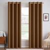 MIULEE 90 Inches Linen Textured Curtains for Bedroom 100% Blackout Thermal Insulated Natural Beige Grommet Room Darkening Curtains & Drapes Luxury Decor for Living Room Nursery 52 x 90 Inch (2 Panels)(Brown)