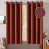 MIULEE 90 Inches Linen Textured Curtains for Bedroom 100% Blackout Thermal Insulated Natural Beige Grommet Room Darkening Curtains & Drapes Luxury Decor for Living Room Nursery 52 x 90 Inch (2 Panels)(Burnt Orange)