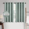 MIULEE 90 Inches Linen Textured Curtains for Bedroom 100% Blackout Thermal Insulated Natural Beige Grommet Room Darkening Curtains & Drapes Luxury Decor for Living Room Nursery 52 x 90 Inch (2 Panels)(Seafoam Green)
