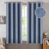 MIULEE 90 Inches Linen Textured Curtains for Bedroom 100% Blackout Thermal Insulated Natural Beige Grommet Room Darkening Curtains & Drapes Luxury Decor for Living Room Nursery 52 x 90 Inch (2 Panels)(Stone Blue)