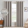 MIULEE 90 Inches Linen Textured Curtains for Bedroom 100% Blackout Thermal Insulated Natural Beige Grommet Room Darkening Curtains & Drapes Luxury Decor for Living Room Nursery 52 x 90 Inch (2 Panels)(Warm Taupe)
