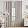 MIULEE 90 Inches Linen Textured Curtains for Bedroom 100% Blackout Thermal Insulated Natural Beige Grommet Room Darkening Curtains & Drapes Luxury Decor for Living Room Nursery 52 x 90 Inch (2 Panels)(Ivory)
