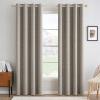 MIULEE 90 Inches Linen Textured Curtains for Bedroom 100% Blackout Thermal Insulated Natural Beige Grommet Room Darkening Curtains & Drapes Luxury Decor for Living Room Nursery 52 x 90 Inch (2 Panels)(Linen)