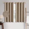 MIULEE 90 Inches Linen Textured Curtains for Bedroom 100% Blackout Thermal Insulated Natural Beige Grommet Room Darkening Curtains & Drapes Luxury Decor for Living Room Nursery 52 x 90 Inch (2 Panels)(Copper Brown)